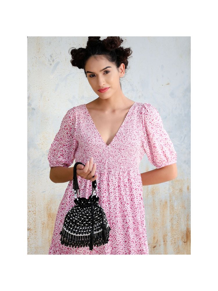 Odette Gorgeous Black Beaded Statement Potli Bag-image-21