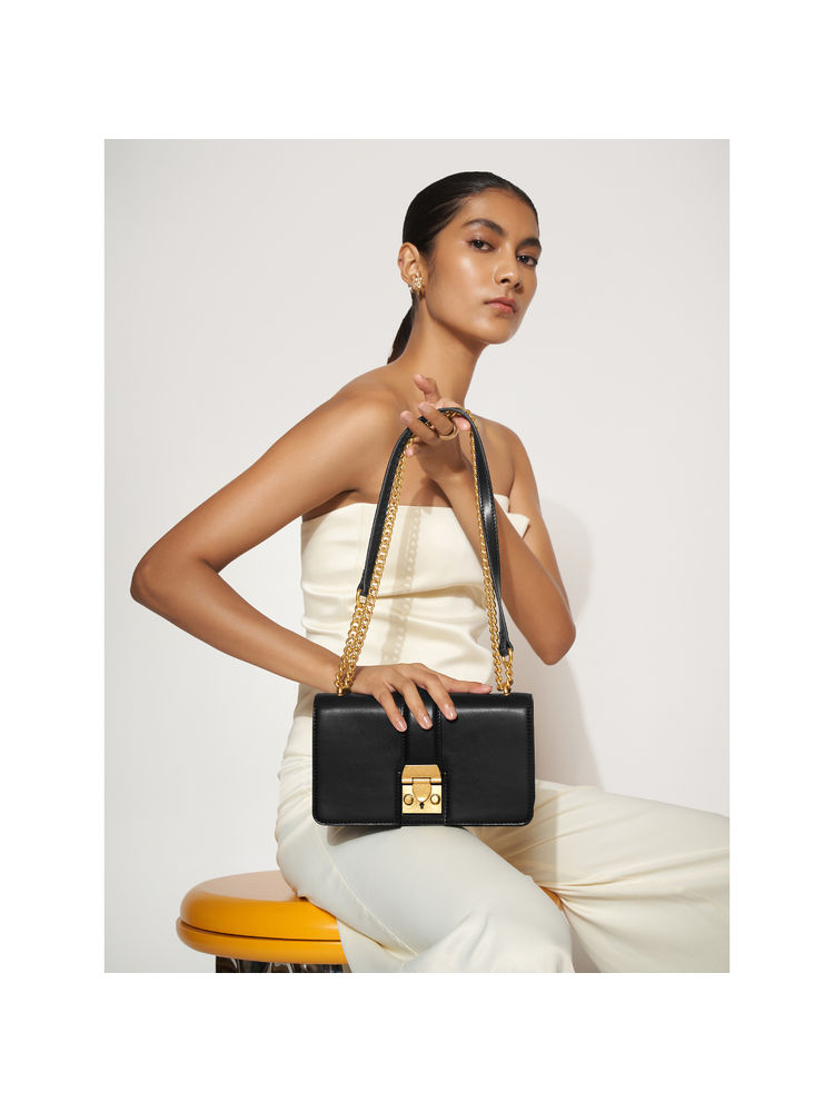 MIRAGGIO Scarlet Black Shoulder Bag With Adjustable Sling Strap