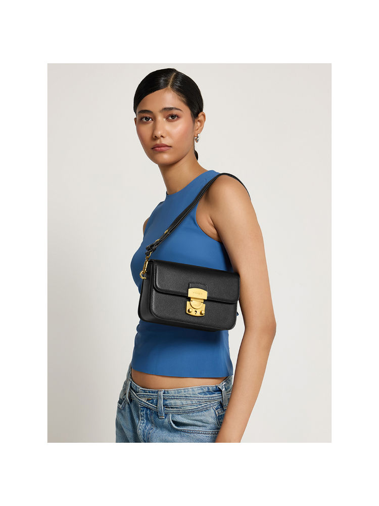 MIRAGGIO Nicole Structured Shoulder Bag with Detachable Crossbody Sling Strap- Black-picture-26
