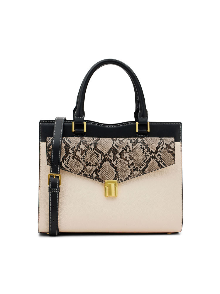 MIRAGGIO Alison Ivory Satchel Bag with Detachable Strap-image-19
