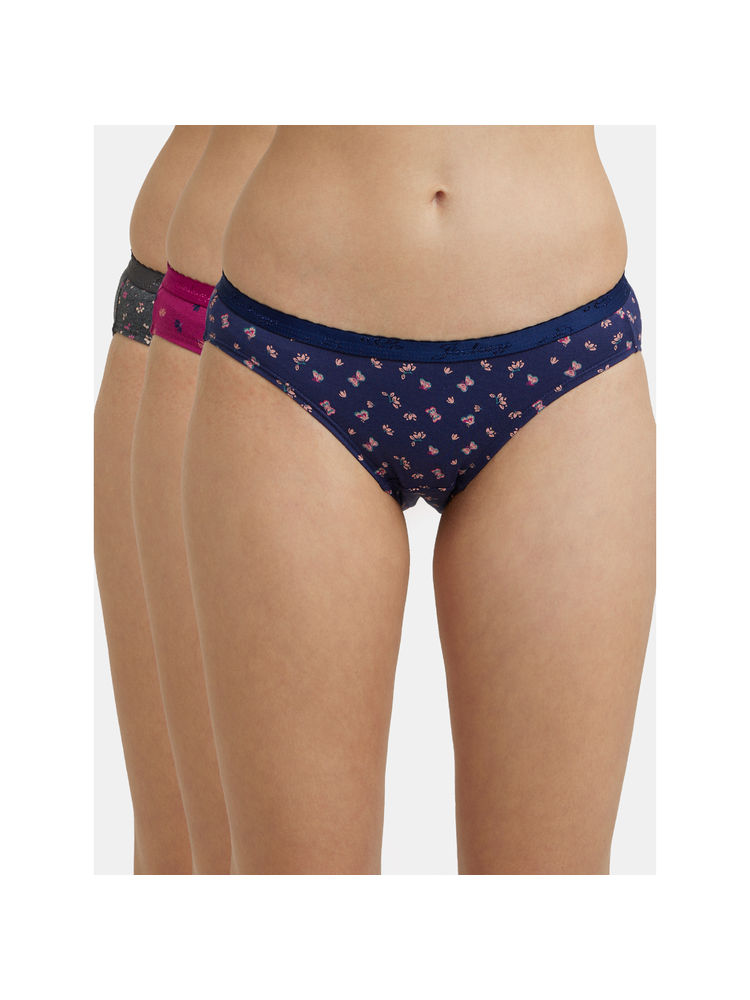 Jockey 1525 Women Medium Coverage Super Combed Cotton Bikini-Dark Prints (Pack of 3)-picture-25
