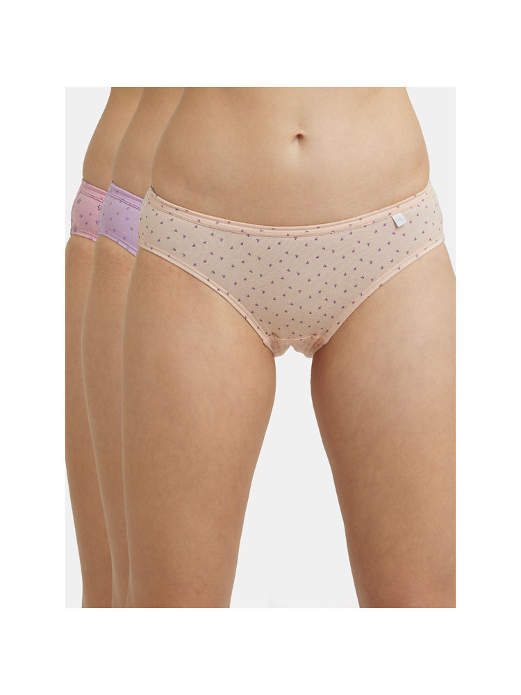Jockey 1410 Women Medium Coverage Super Combed Cotton Bikini-Light Prints (Pack of 3)