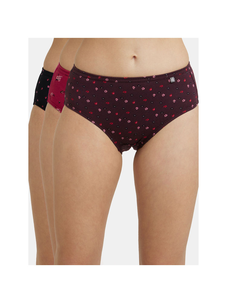 Jockey 1406 Women High Coverage Super Combed Cotton Hipster - Dark Prints (Pack of 3)-picture-37