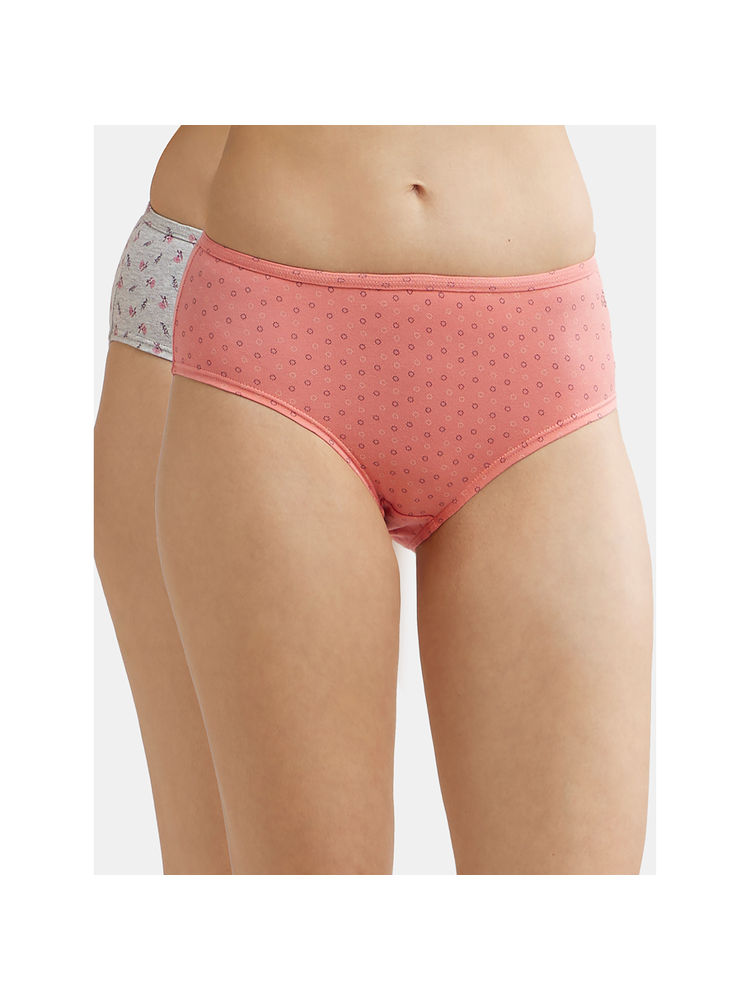 Jockey SW02 Women High Coverage Cotton Elastane Hipster - Assorted Prints (Pack of 2)