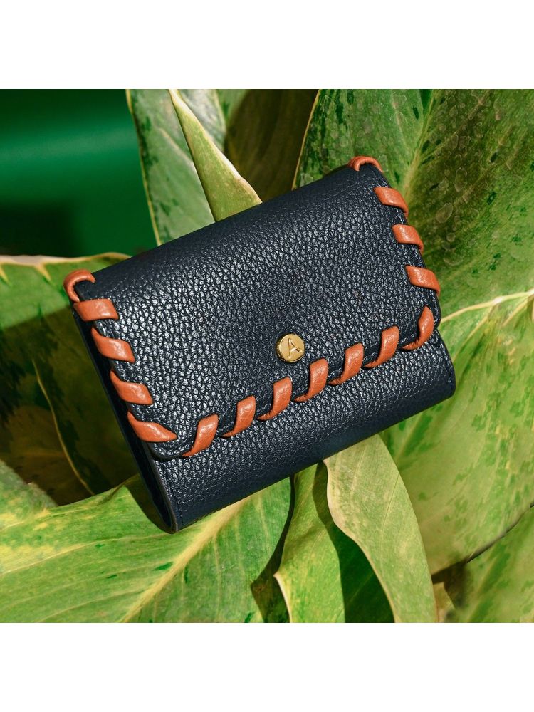 Accessorize London Womens Faux Leather Navy Blue Whipstitch Wallet-picture-18
