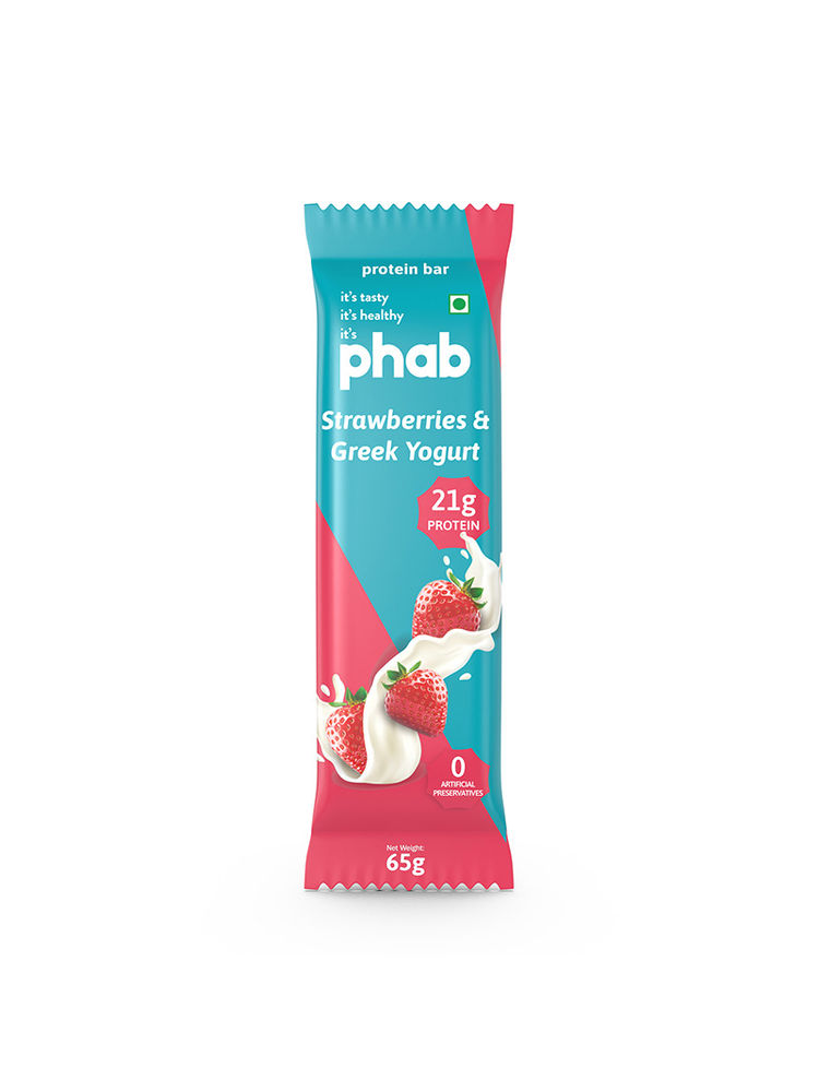 Phab Strawberries & Greek Yogurt 21g Protein Bars (Pack of 6)