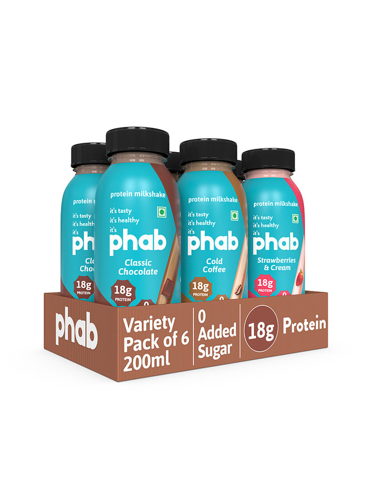 Phab Assorted Flavours 18g Protein Milkshakes (Pack of 6)-picture-17