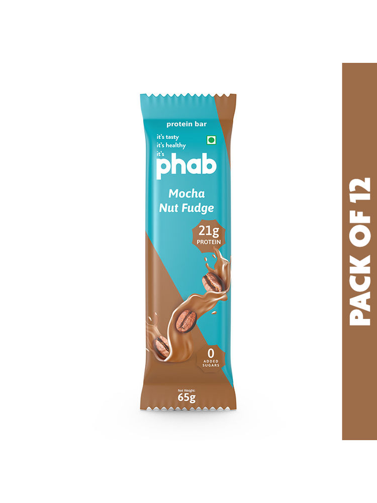 Phab Mocha Nut Fudge 21g Protein Bars (Pack of 12)