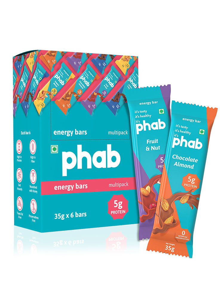 Phab Fruit & Nut & Chocolate Almond 5g Protein Energy Bars (Pack of 12)