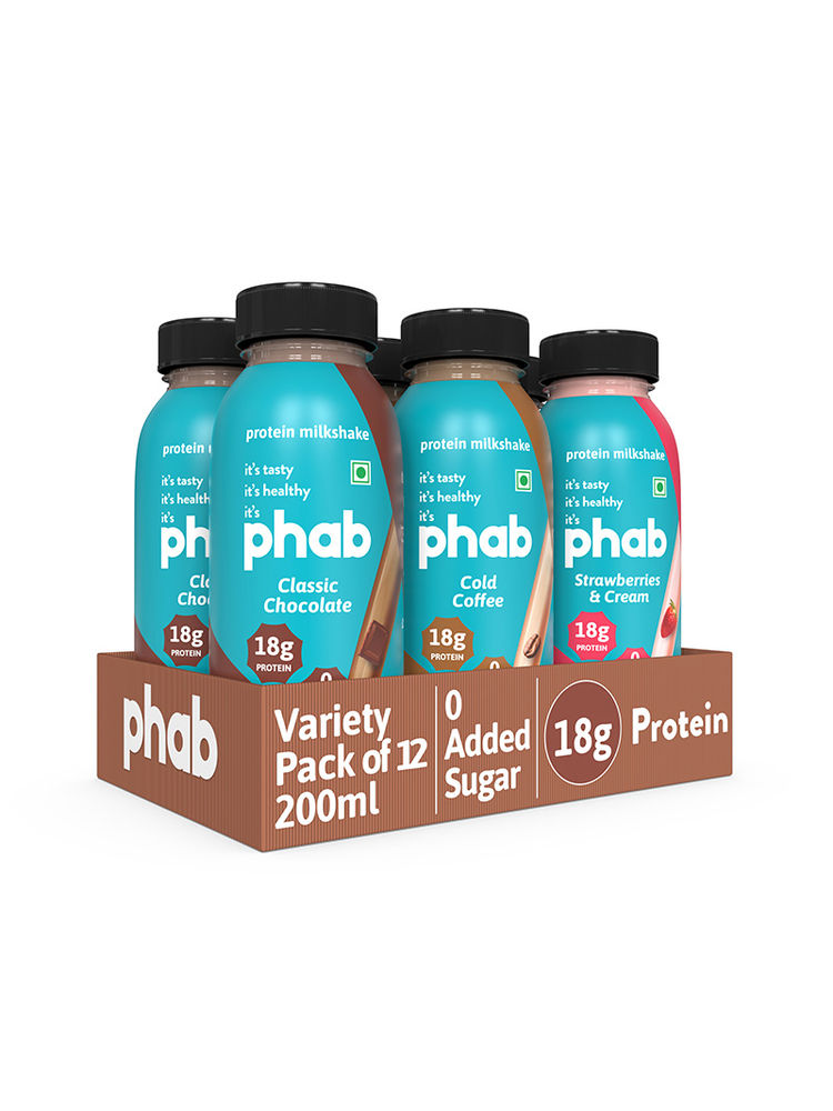 Phab Assorted Flavours 18g Protein Milkshakes (Pack of 12)-picture-15