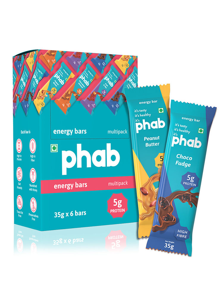 Phab Choco Fudge & Peanut Butter 5g Protein Energy Bars (Pack of 12)