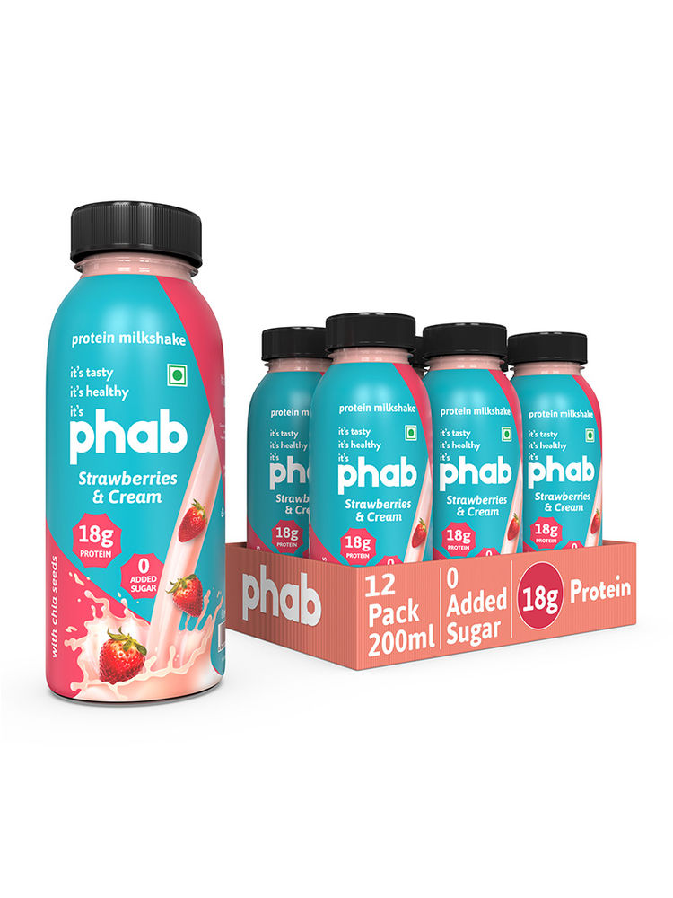 Phab Strawberries & Cream 18g Protein Milkshakes (Pack of 12)-picture-25