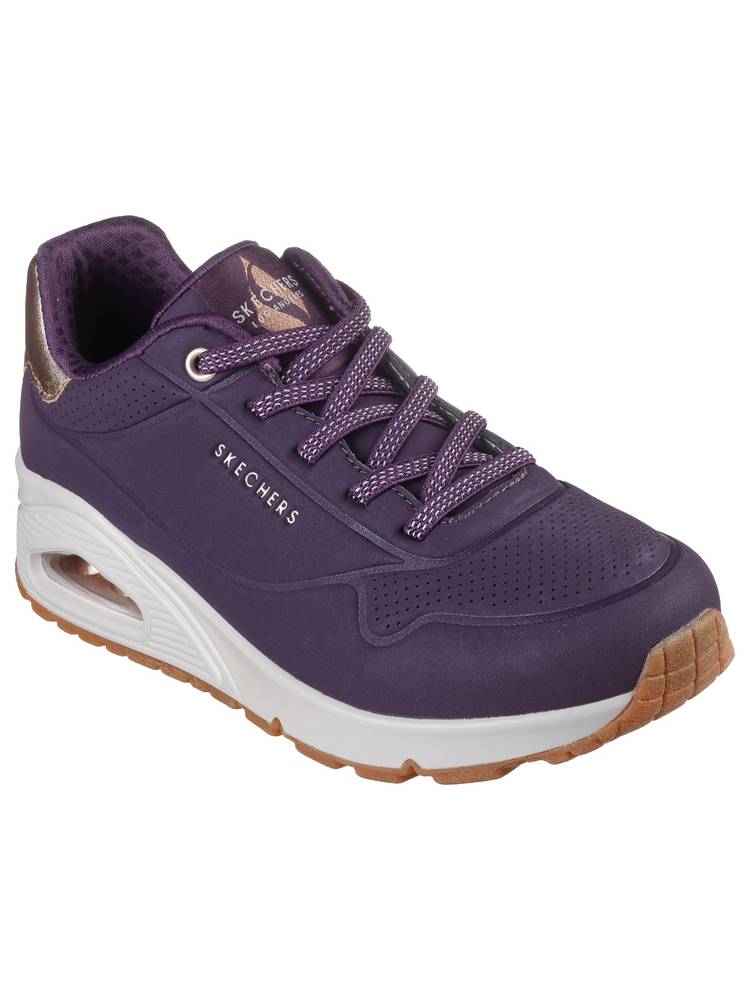 SKECHERS Women Uno Shimmer Away Dark Purple Lifestyle Lace Up Sneakers-picture-11