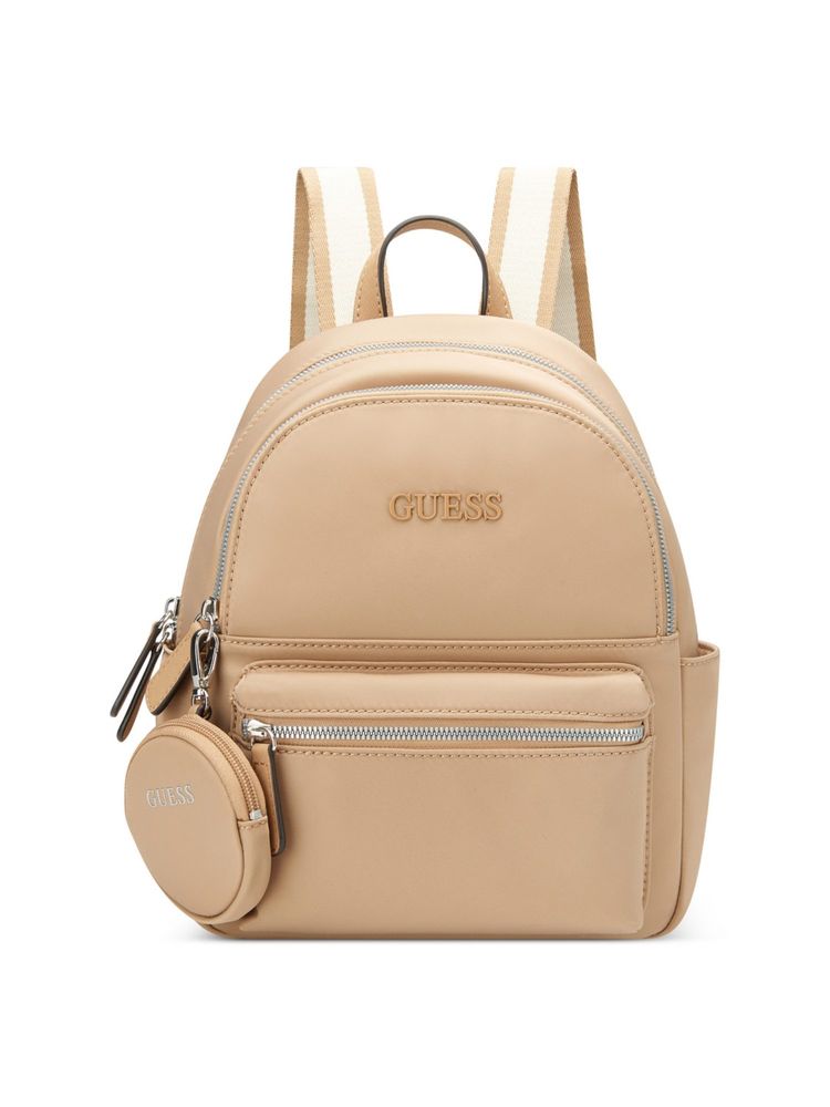 Guess Women Beige Nylon Solid Backpack and Pouch-image-15