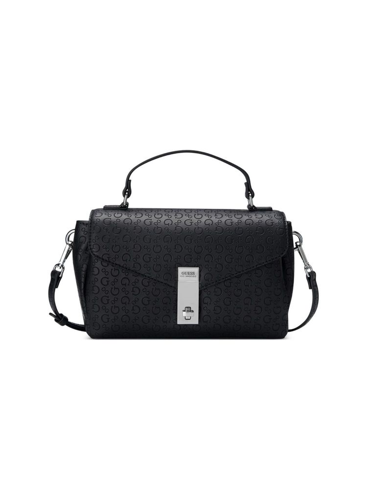 guess fashion Guess Women Black PU Typography Sling Bag with Detachable Strap-picture-23