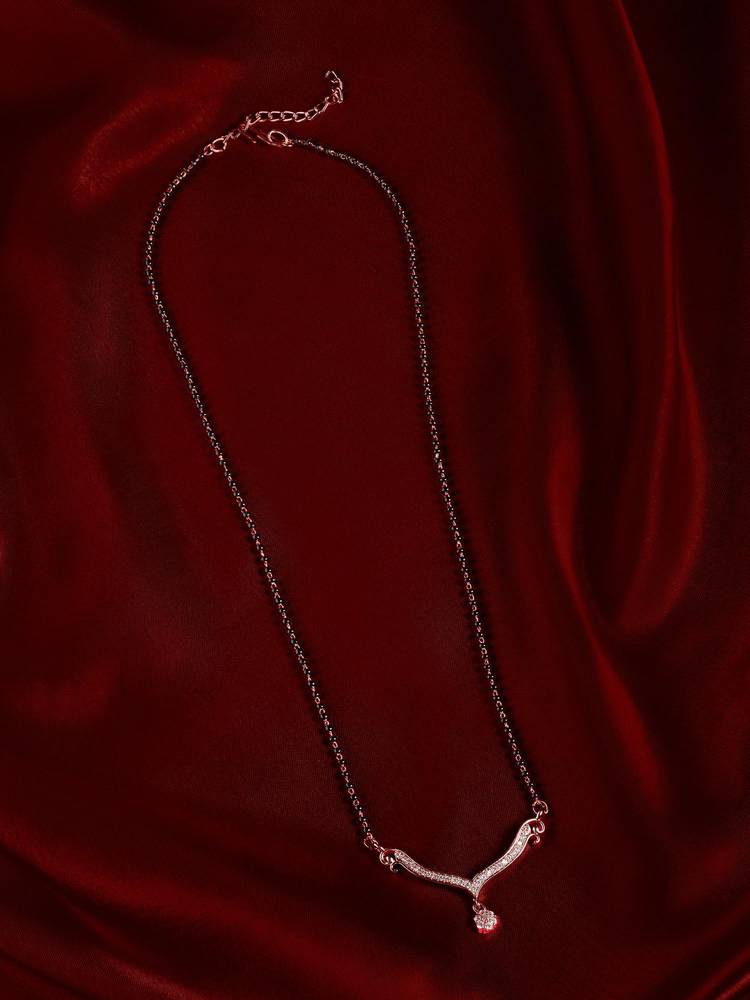 Zaveri Pearls Rose Gold Dazzling Cubic Zirconia Contemporary Mangalsutra-Zpfk22143-picture-24