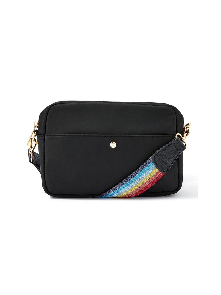 Accessorize London Womens Faux Leather Black Rainbow Strap Sling Bag-image-30