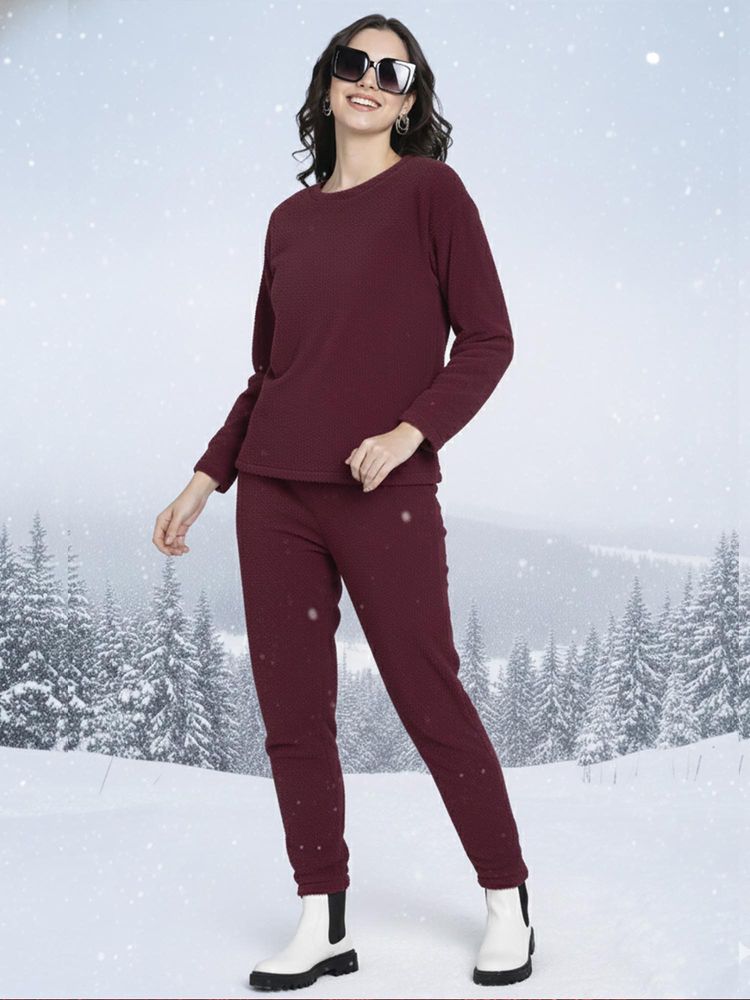 Aerowarm Women Night Suit Maroon-image-1