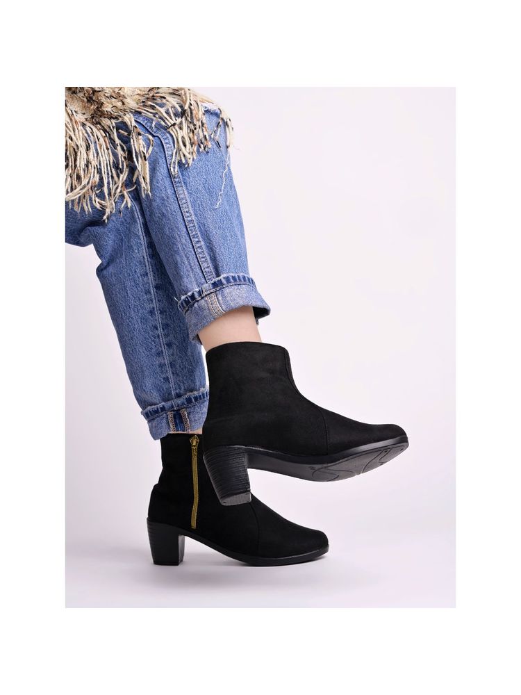 Shoetopia Smart Casual Black Boots for Women-picture-12