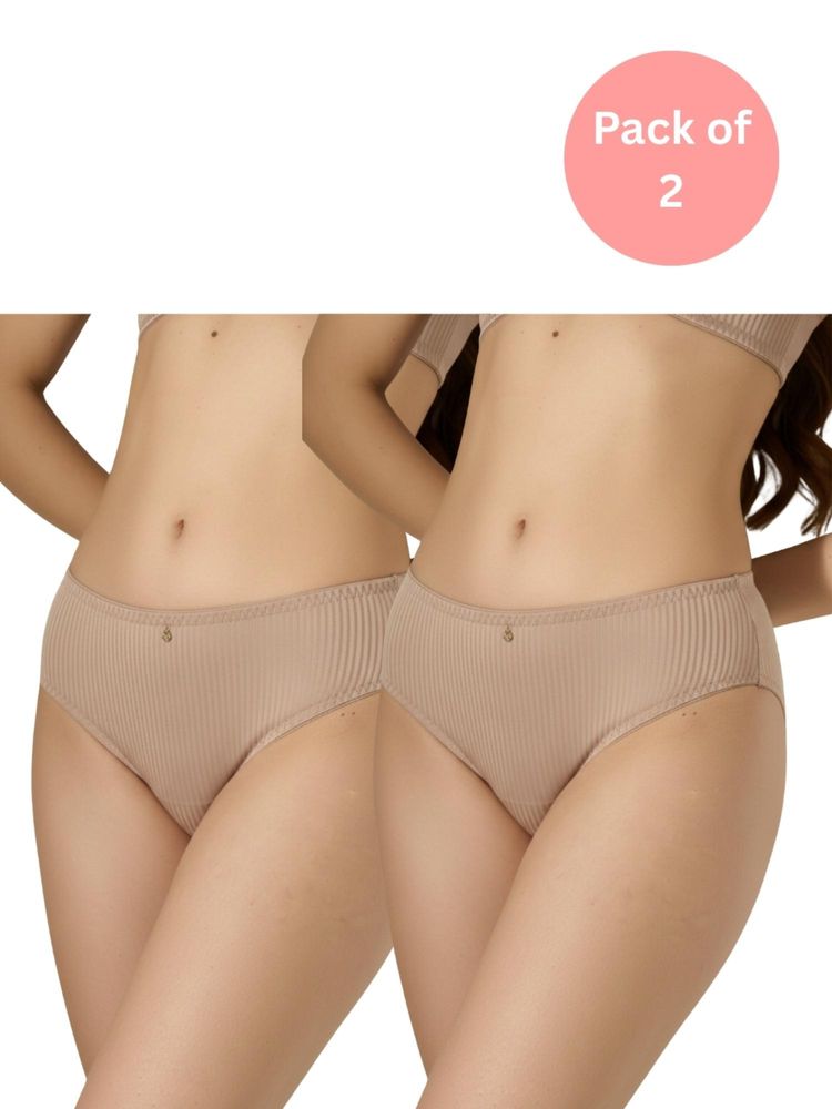 bodyline Beige Clea Satin Brief for Women (Pack of 2)-image-47
