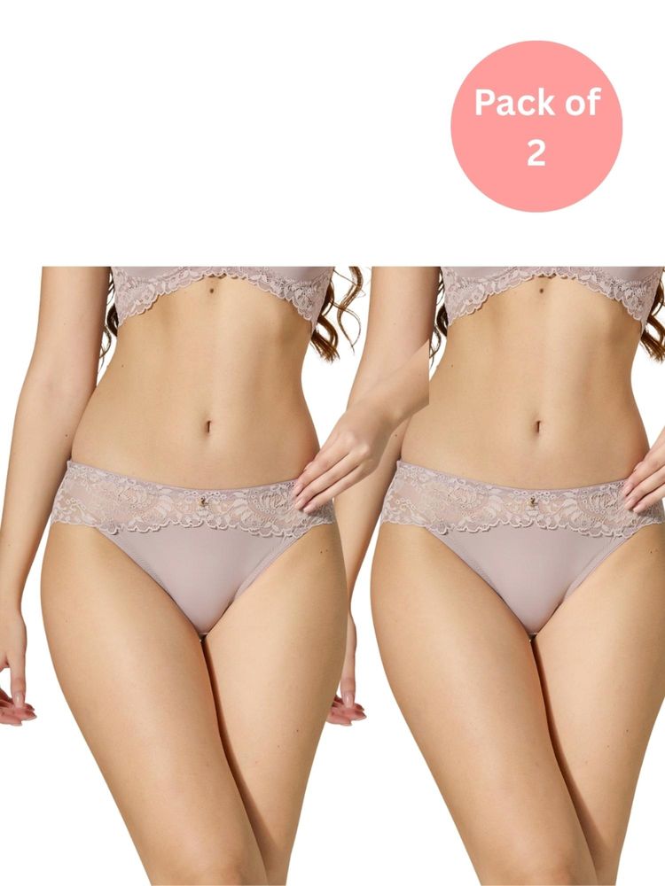 bodyline Lavender Sutton Polyamide Satin Lace Panty (Pack of 2)-image-35
