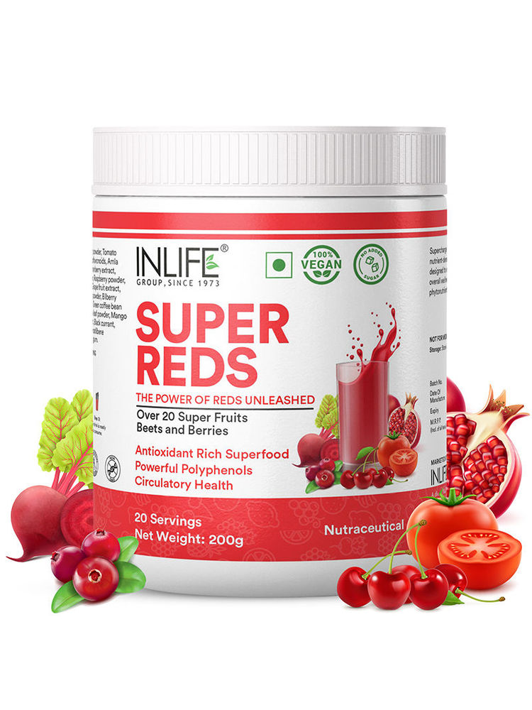 Inlife Super Reds Powder Antioxidant-Rich Superfood Drink Mix With 20 Super Fruits, Beets & Berries-picture-29