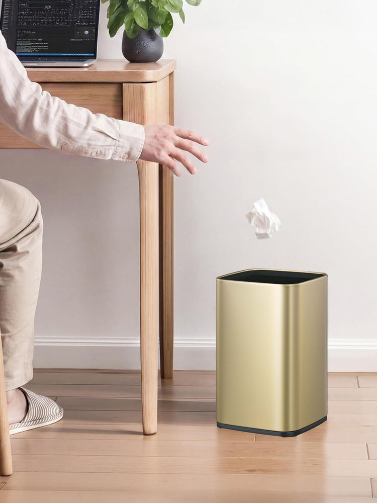 OBSESSIONS Champagne Gold Fingerprint Resistant Square Open Bin (7 Litre)-picture-23