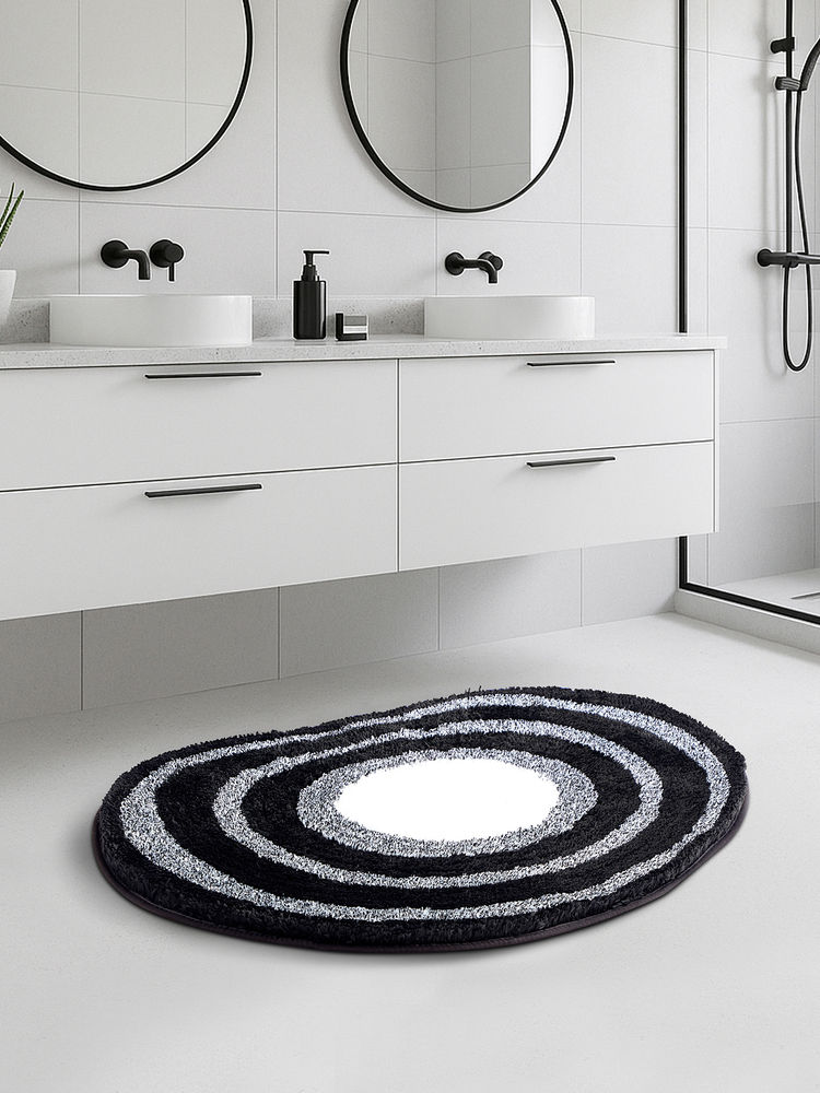 OBSESSIONS Black Supersoft Polyester Bath Mat with Tpr Backing (M)-image-11