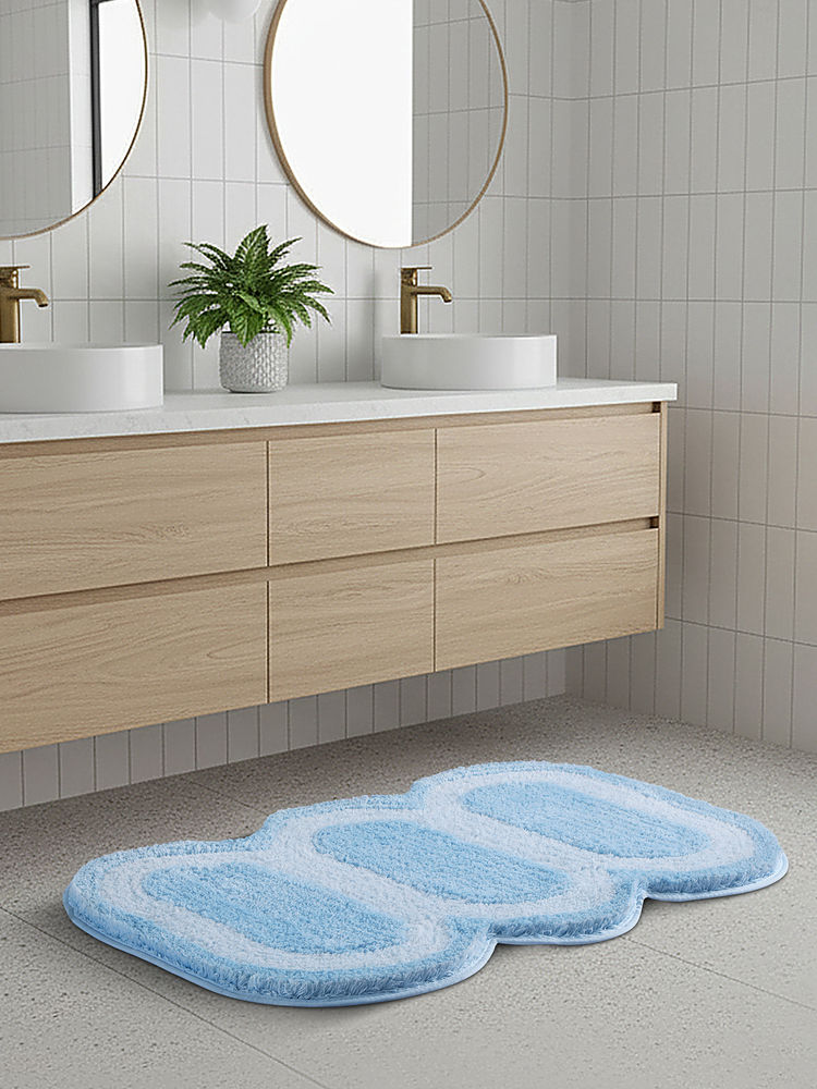 OBSESSIONS Blue Supersoft Polyester Bath Mat with Tpr Backing (M)-image-37