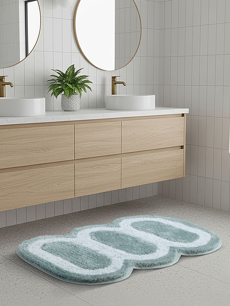 OBSESSIONS Sage Green Supersoft Polyester Bath Mat with Tpr Backing (M)-image-29