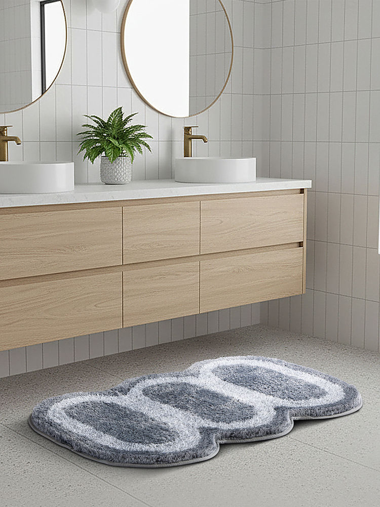 OBSESSIONS Grey Supersoft Polyester Bath Mat with Tpr Backing (M)-image-44