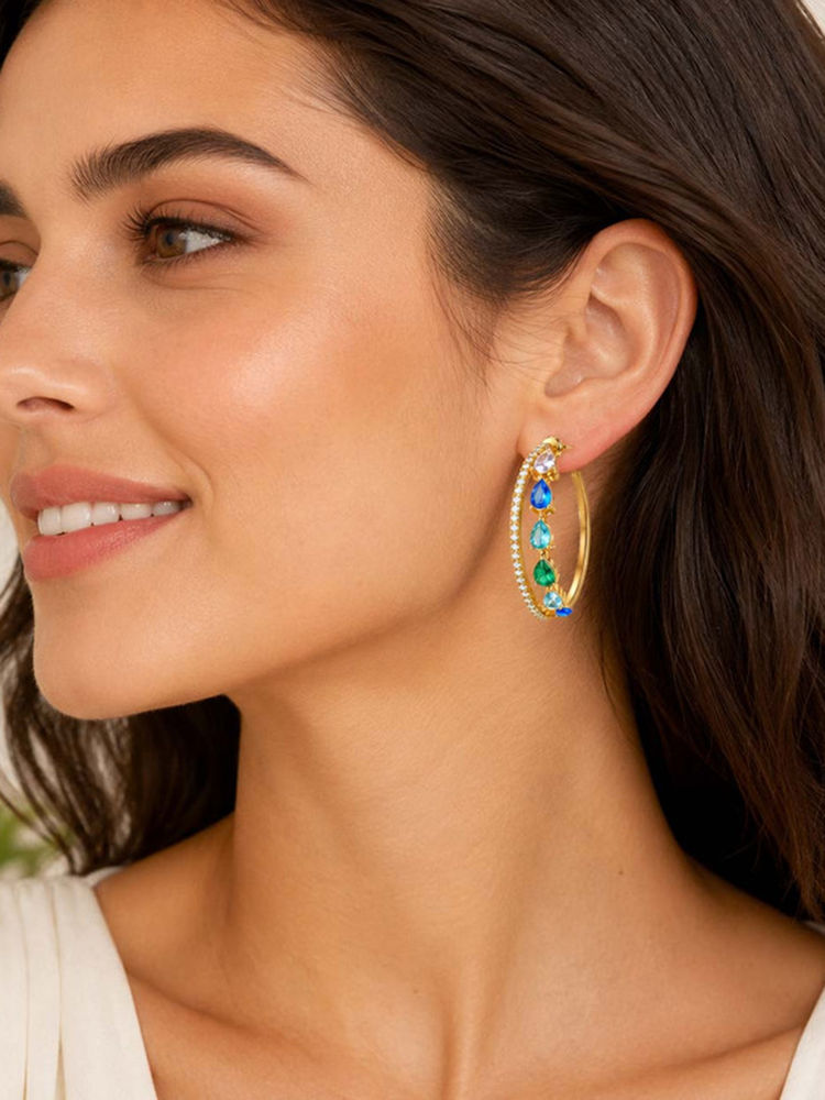 Blysk Jewels 18K Gold Plated Multicolour Earrings