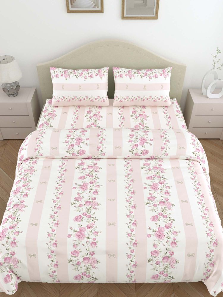 Haus & Kinder 100% Micro Polyester Microfiber Double Bedsheet, 2 Pillow Cover & 1 Comforter Bed-image-21