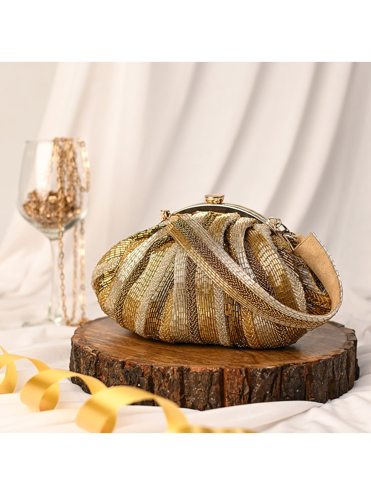 sugarcrush Antique Gold Silver Soft Pouch with Handle-image-38