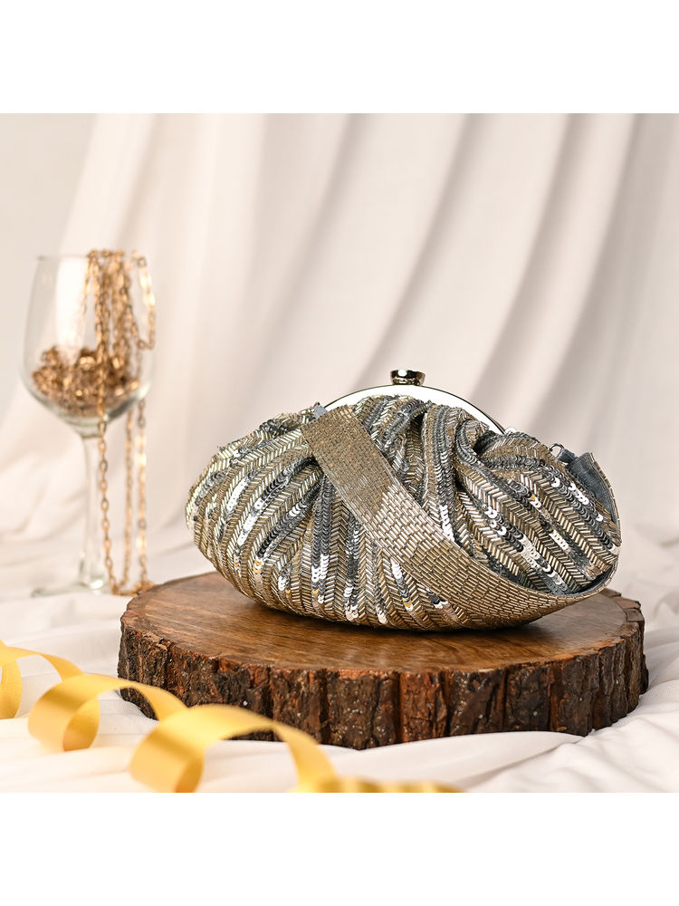 sugarcrush Lustrous Silver Soft Pouch with Handle-image-48