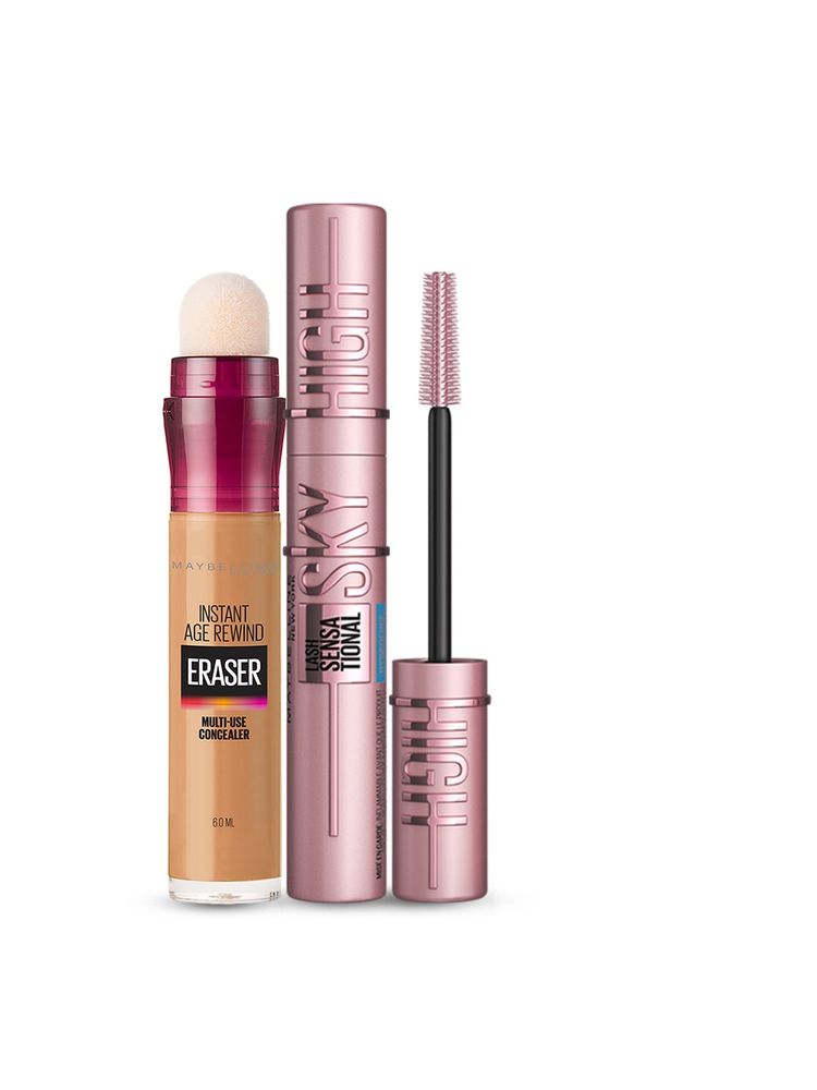 Maybelline New York Conceal & Wink With Instant Eraser Concealer - Caramel + Sky High Mascara
