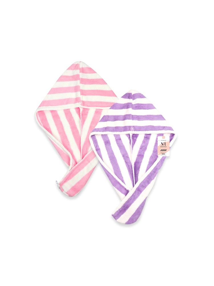 NFI Essentials Hair Towel Warp Absorbent Drying Head Turban Bathrobe Salon Quick Dry (Pack Of 2)-picture-14