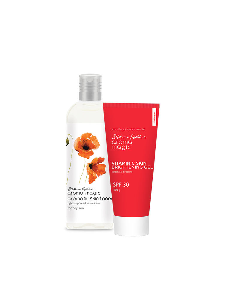 Aroma Magic Vitamin C Skin Brightening Gel SPF 30 & Skin Toner Combo Oily Skin