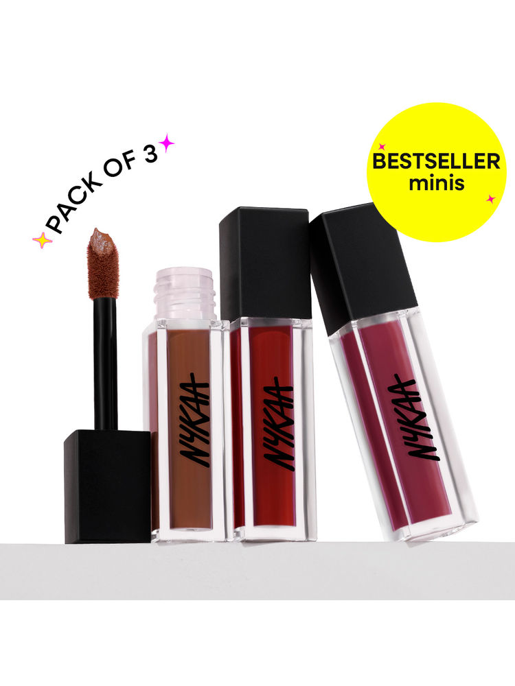 Nykaa Cosmetics Matte to Last Iconic Bestseller Mini Liquid Lipstick Combo - Chai,Maharani & Maithili-image-19