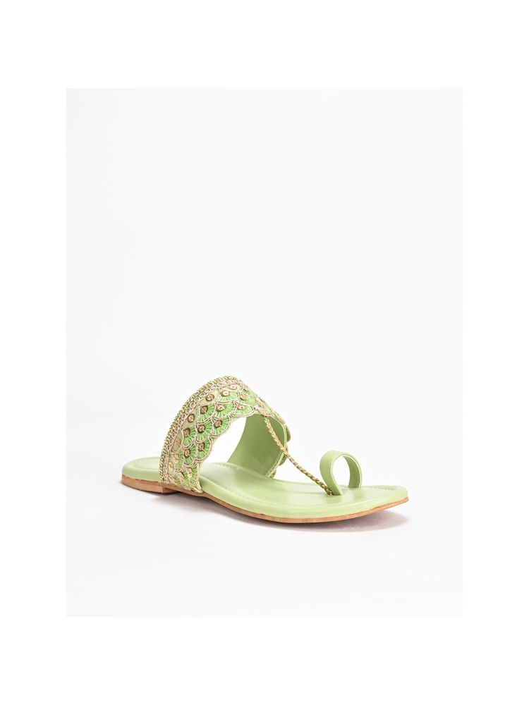 SCENTRA Ina Limegreen Kolhapuri Flats-picture-13