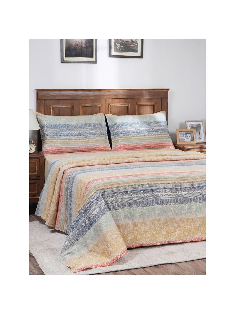 Maspar Hues Indigenous Artisan Eclectic Blend Printed Single Bed Sheet with Pillow Cover-image-5