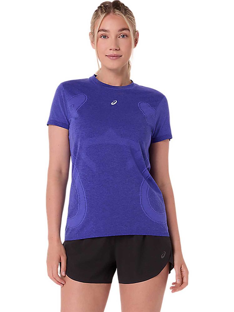 ASICS Blue Solid Polyamide Slim T-Shirt-picture-17