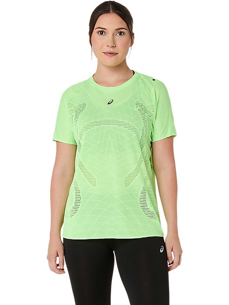 ASICS Green Self Design Polyester Regular T-Shirt-image-22
