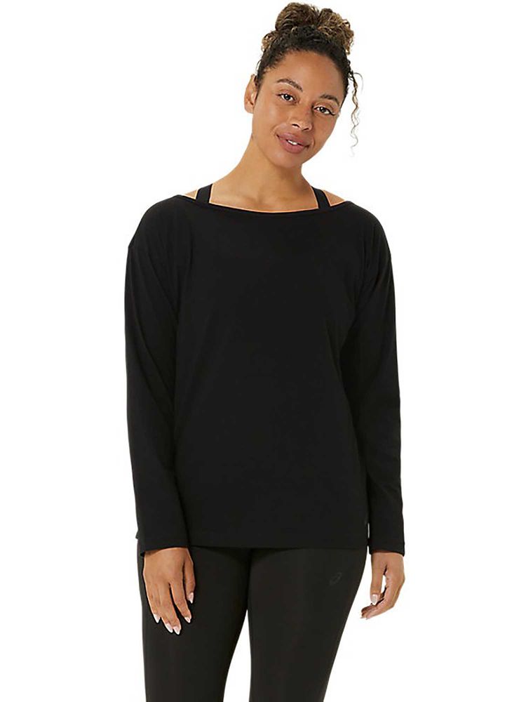 ASICS Black Solid Cotton Relaxed Top-image-41
