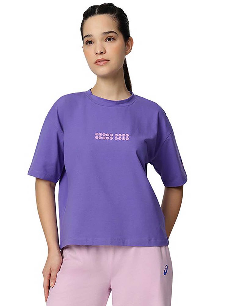 ASICS Blue Typography Cotton Relaxed T-Shirt-image-10