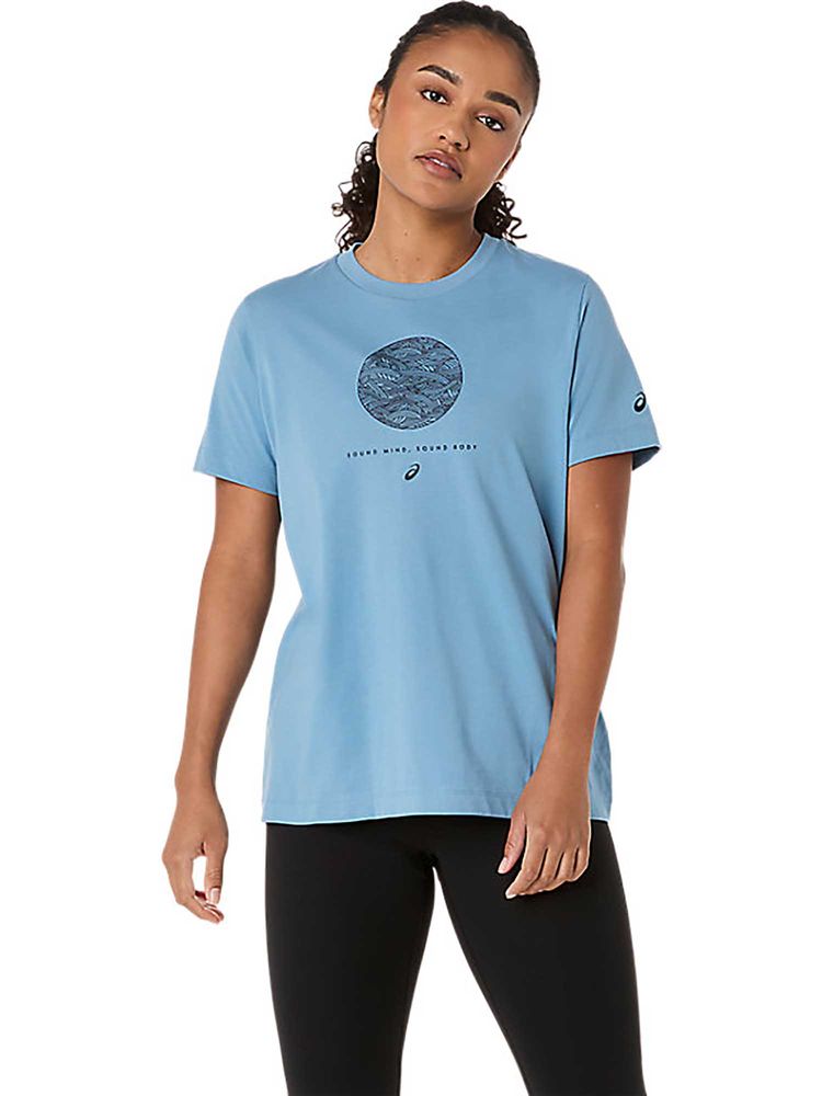 ASICS Blue Printed Cotton Regular T-Shirt-picture-13