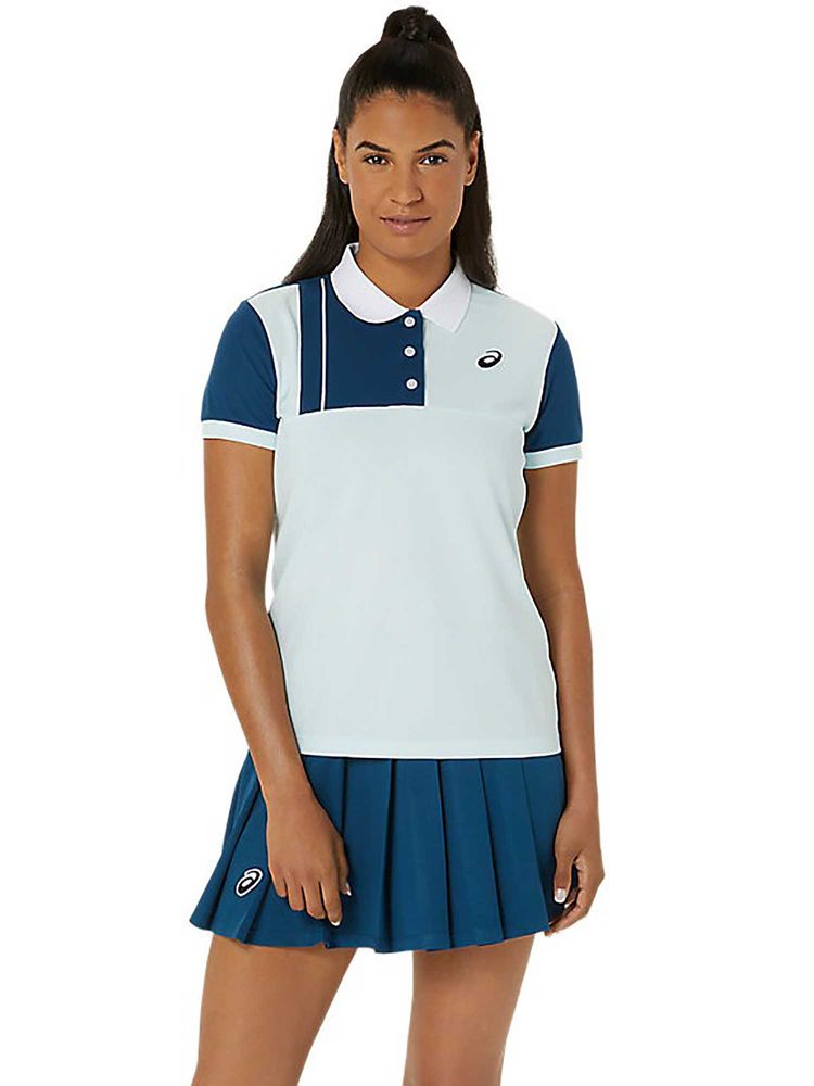 ASICS Blue Colorblock Polyester Slim Polo T-Shirt-image-7