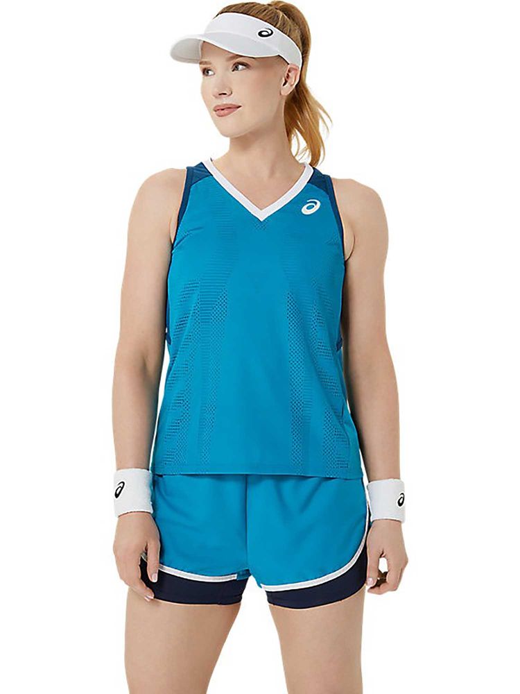 ASICS Blue Solid Polyester Slim Tank Top-picture-18