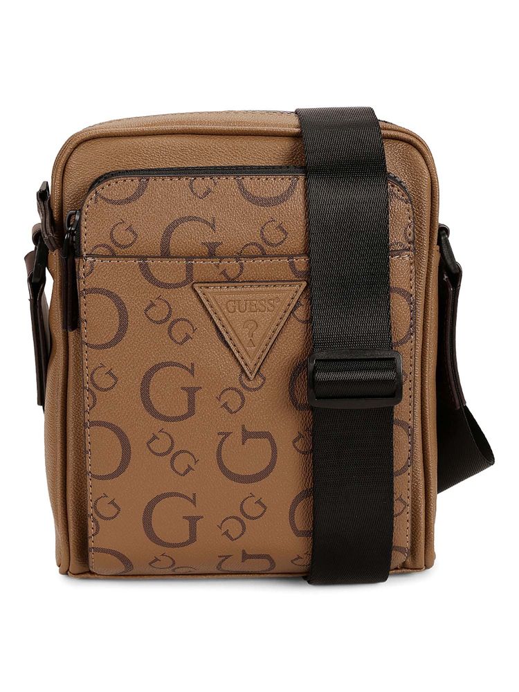 Guess Brown PVC Printed MEN Cross Body-image-22
