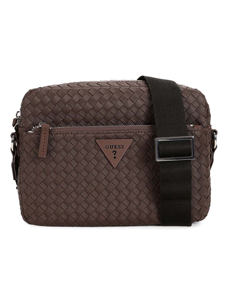 Guess Brown PVC Woven Design MEN Cross Body-image-32